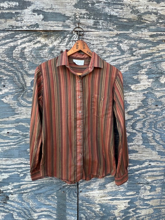 Vintage 70s “shapely”cotton / metallic striped but