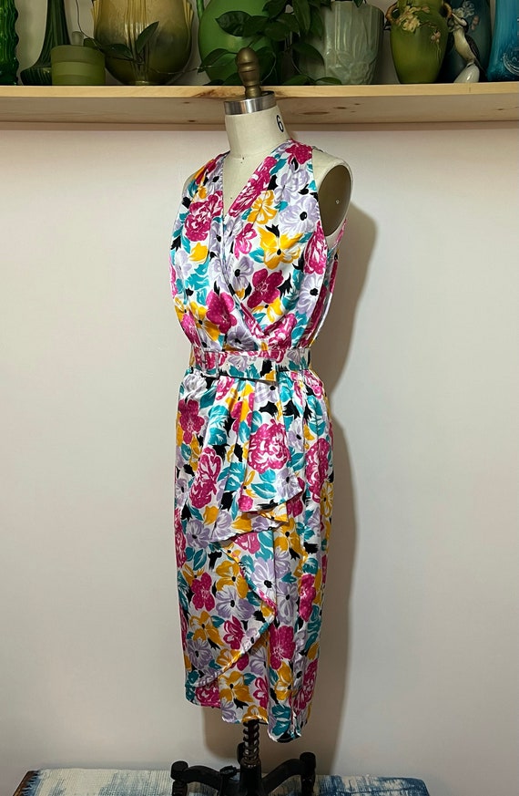 Vintage 70s Halston floral printed dress with mat… - image 3