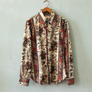 vintage 70s paisley floral printed mens disco shirt - Hip Pocket Rebel Shop
