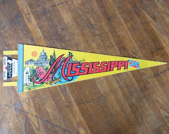 Drapeau à fanions souvenir vintage de l'État du Mississippi - figures/motifs emblématiques du Mississippi