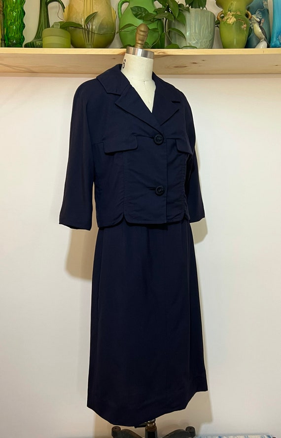 Vintage 40s / 50s Navy Jacket and Skirt Suit Set - image 1