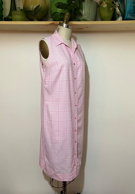 Vintage 50s/60s pink and white gingham check shif… - image 3