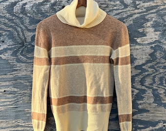 70s the villager lambs wool stripped turtle neck sweater