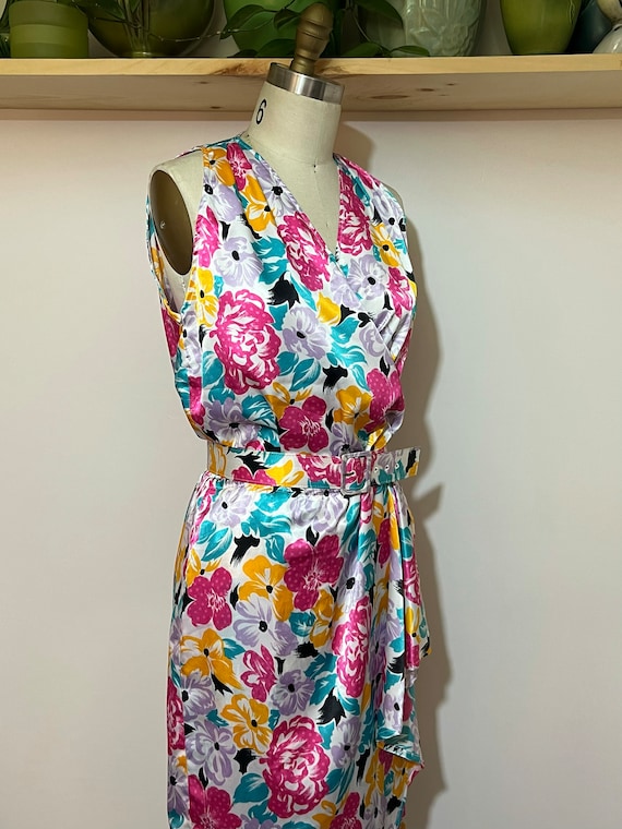 Vintage 70s Halston floral printed dress with mat… - image 2