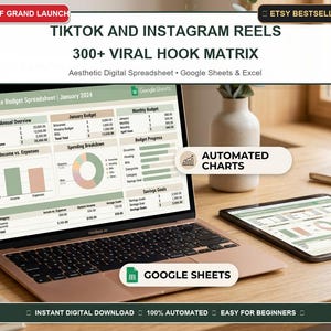 TikTok and Instagram Reels 300+ Viral Hook Matrix | Google Sheets and Excel High-Converting Call to Actions, Script Outline