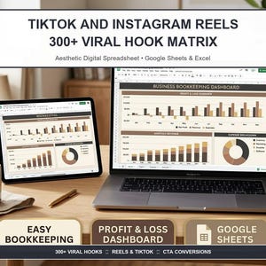 Matriz de más de 300 ganchos virales para TikTok e Instagram Reels / Llamadas a la acción de alta conversión en Google Sheets y Excel, esquema de guion
