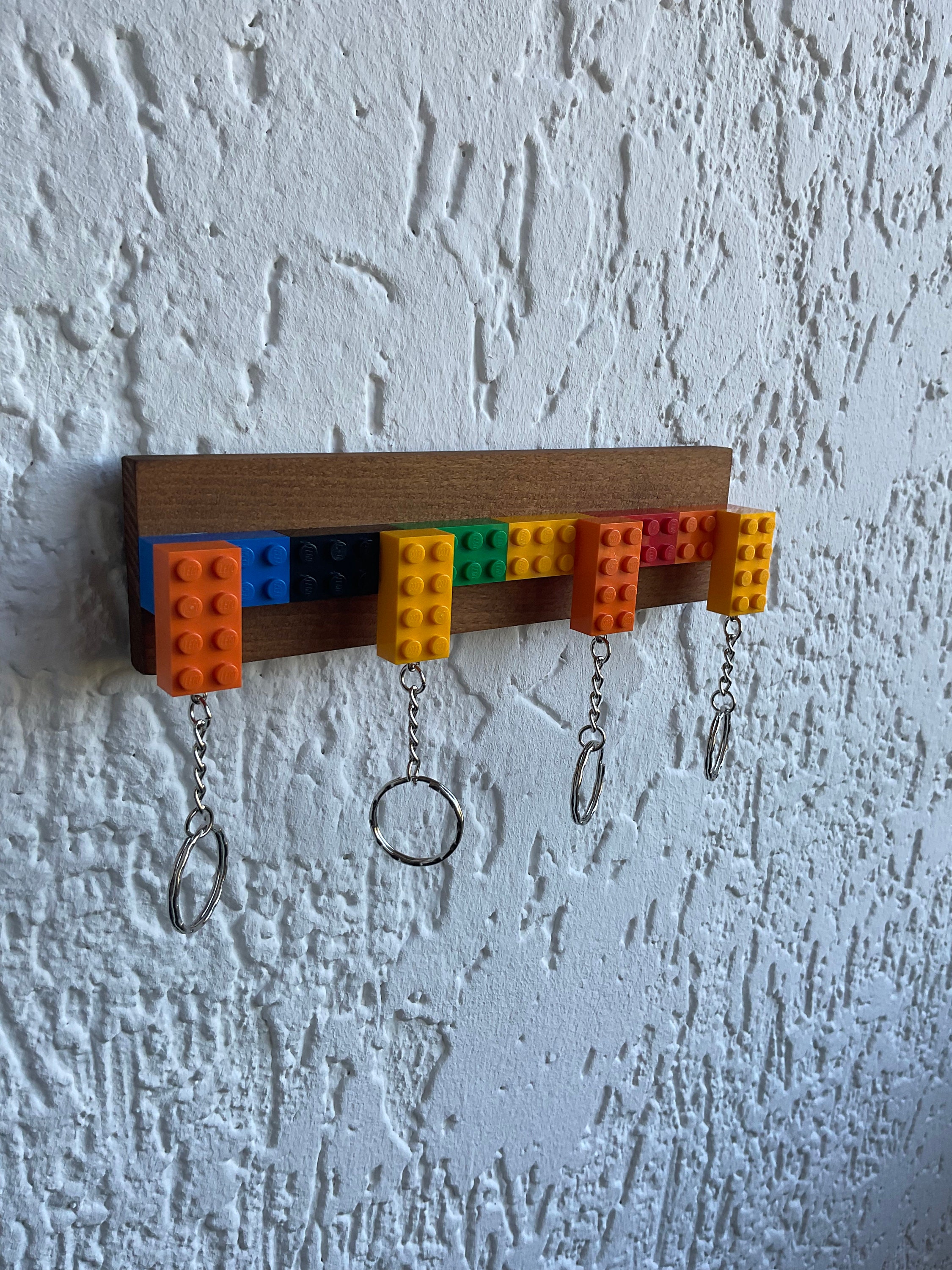 Wood Wall Mounted Key Holder made incorporating LEGO® plates - Free Key  rings Included