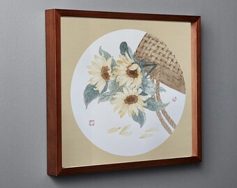 Sonnenblume chinesische Malerei, Handgemalte chinesische Wandkunst für Diele, Wohnzimmer, Schlafzimmer, Büro