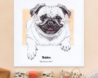 Dog Portrait Custom,  Hand Drawn Pet Portrait from Photo, Art Commission, Dog Memorial Gift, Unique Christmas Gift for Dog Lover