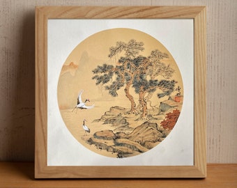 Paysage de peinture chinoise, Art mural d'encre à l'eau traditionnelle chinoise originale, peinture à l'aquarelle asiatique peinte à la main pour la décoration intérieure