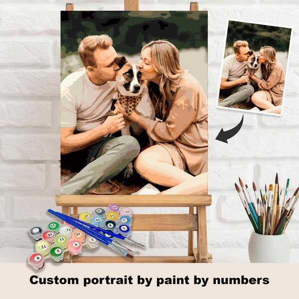 Peinture à numéros pour adulte, kits de peintures à numéros personnalisés, portrait personnalisé, peinture à faire soi-même à partir d'une photo, cadeau personnalisé, cadeau d'anniversaire