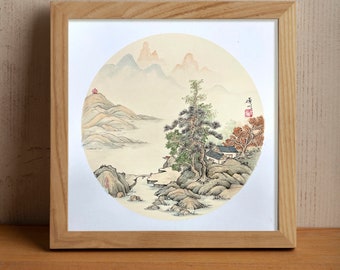 Peinture traditionnelle chinoise originale, paysage peint à la main peinture à l’encre d’eau chinoise, aquarelle asiatique art mural naturel, décor oriental