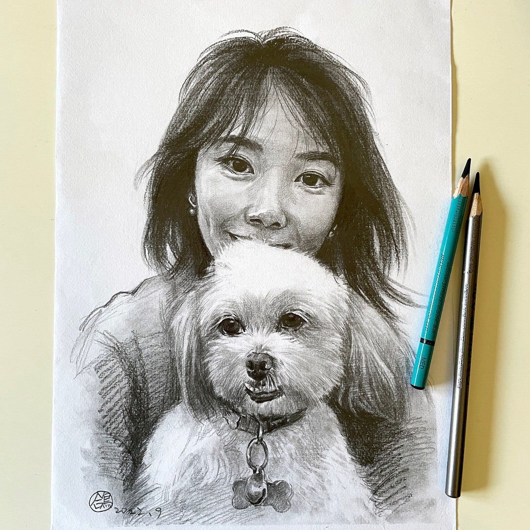 Personalized Pet Portrait, Custom Handdrawn Portrait, Art Commission