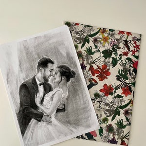 Custom Sketch Portrait, Charcoal Drawing from Photo, Art Commission, Personalized Unique Valentine's Day Gift for Her, Couple Gift image 5