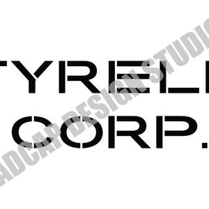 May include: Black and white logo design with the text "TYRELL CORP."