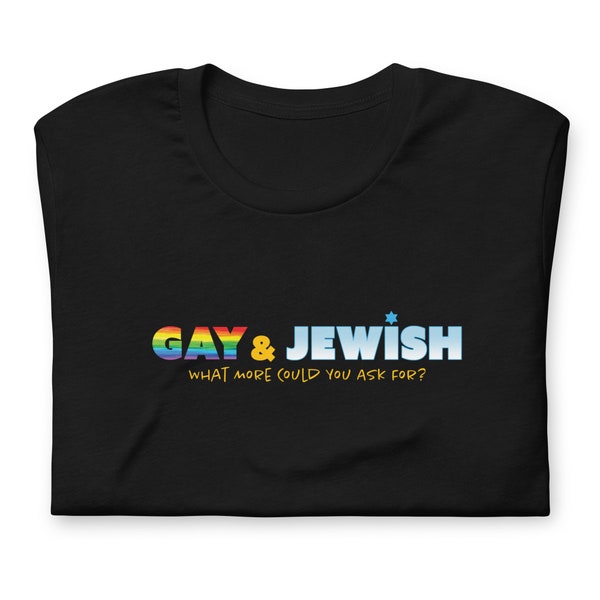 Gay & Jewish Shirt, LGBTQ Judaica Yiddishkeit T-shirt, Pride Jewish Gender Neutral Tee in various colors