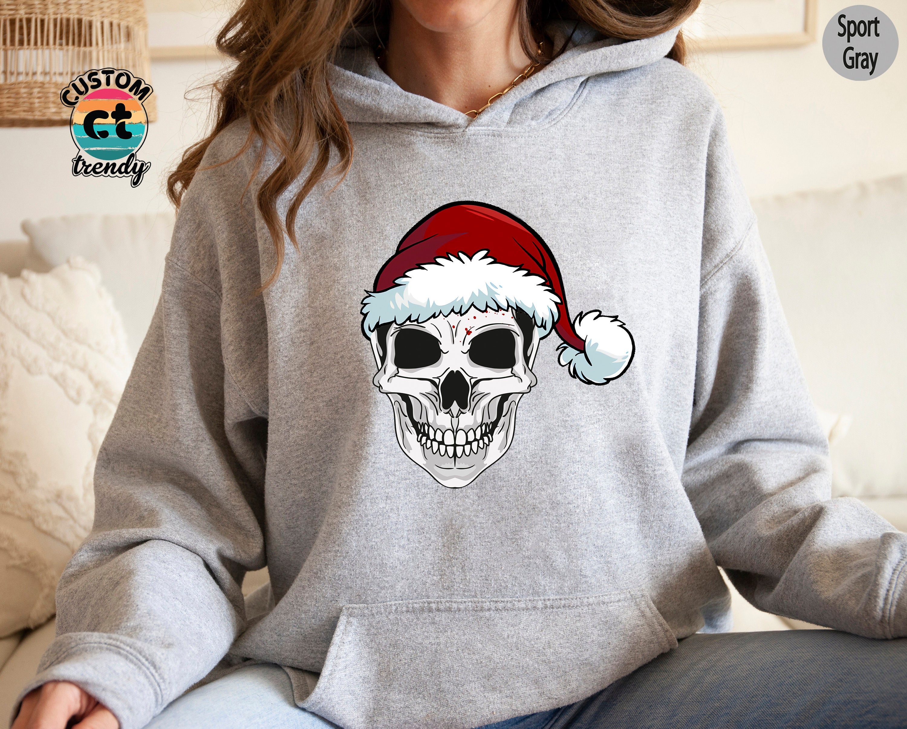 Skull Santa Hoodie - Etsy