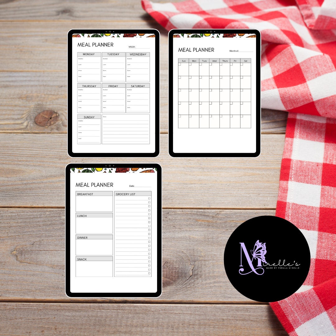 Full Meal Plan Printable, Instant Download, PDF Download, Cooking, Meal ...