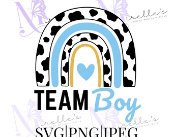 Team Boy Cow Print SVG PNG JPEG, Gender Reveal Shirt, Baby Shower T-Shirts, Instant Download, Shirt Designs, Pregancy T-Shirts