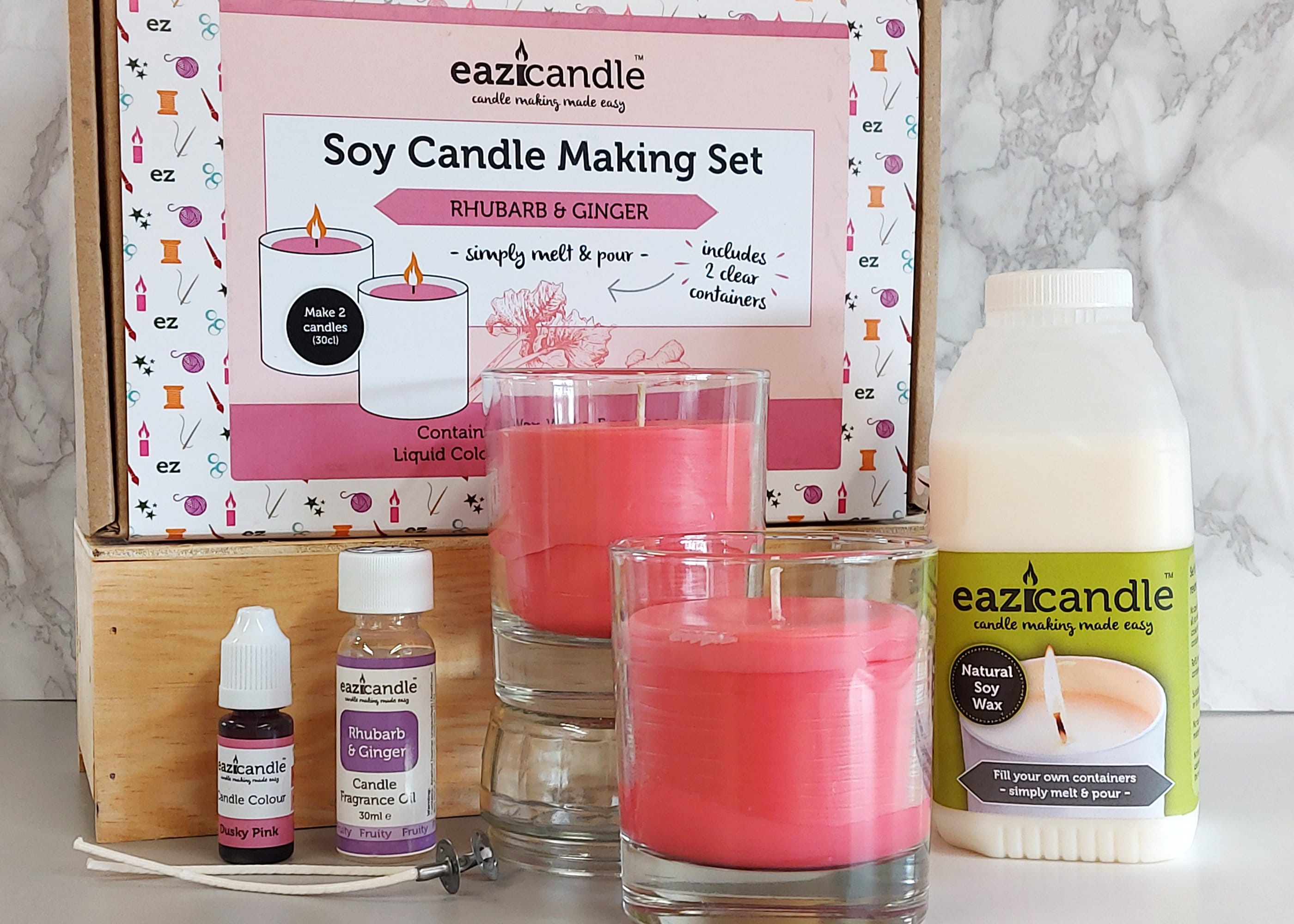 Eazicandle Scented Soy Candle Making Set Rhubarb and Ginger Fragrance 