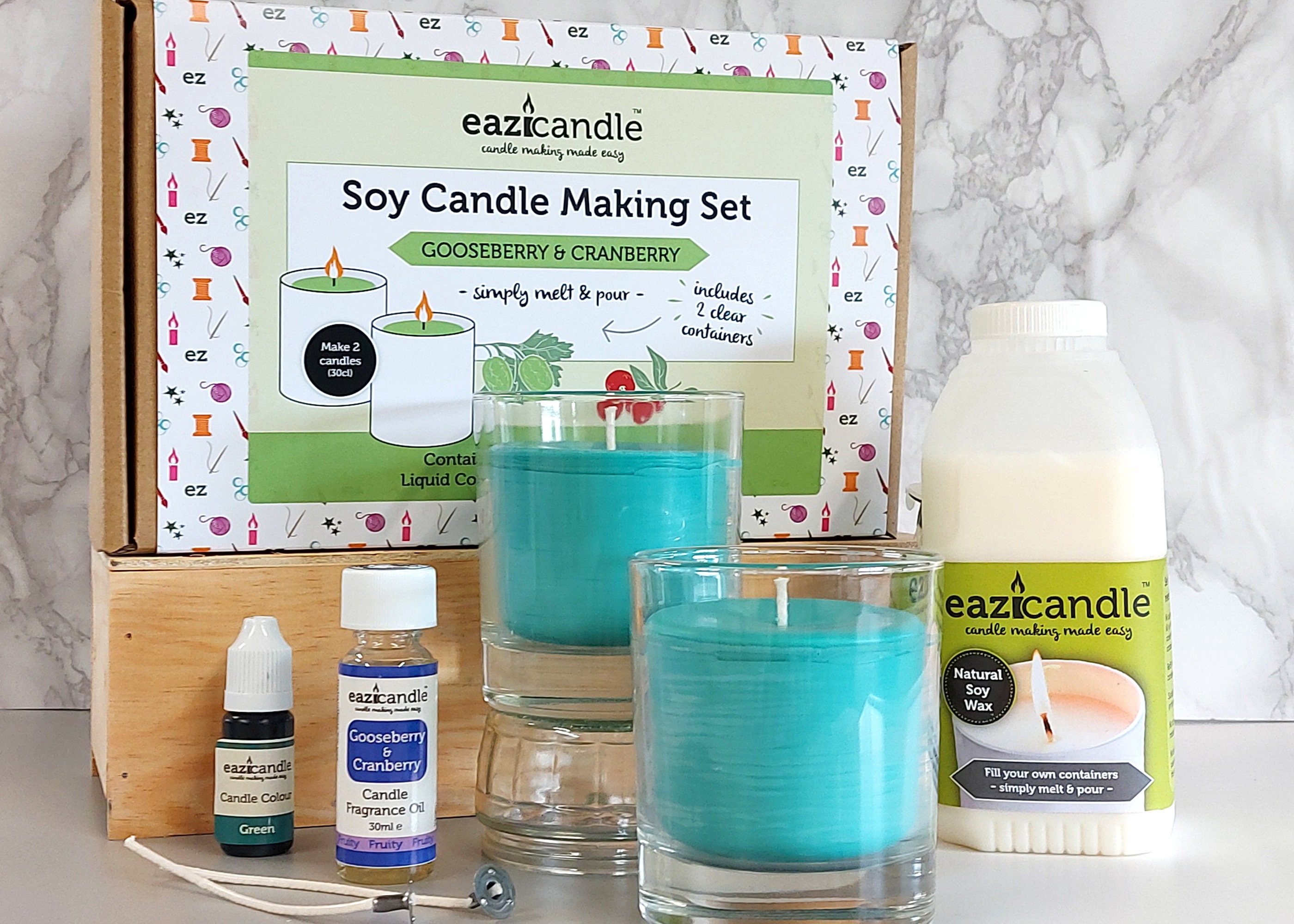 Eazicandle Scented Soy Candle Making Set Gooseberry and Cranberry Fragrance  