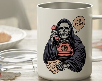 Ewww Valentine Grim Reaper Mug,Not Today Mug,Anti Valentine Mug,Singles Valentine Coffee Mug,Not Today Satan Cup,AntiValentine Travel Mug