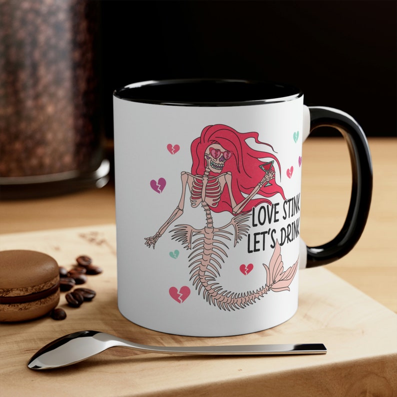 Anti Valentines Day, Love Stink Mug, Lets Drink Valentines Day Mug, Funny Valentine Mug, Skeleton Valentine Coffee Mug, Mug for Valentines image 5