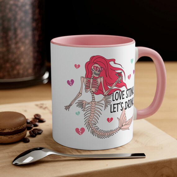 Anti Valentines Day, Love Stink Mug, Lets Drink Valentines Day Mug, Funny Valentine Mug, Skeleton Valentine Coffee Mug, Mug for Valentines
