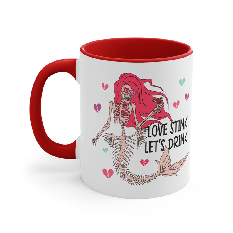 Anti Valentines Day, Love Stink Mug, Lets Drink Valentines Day Mug, Funny Valentine Mug, Skeleton Valentine Coffee Mug, Mug for Valentines image 3