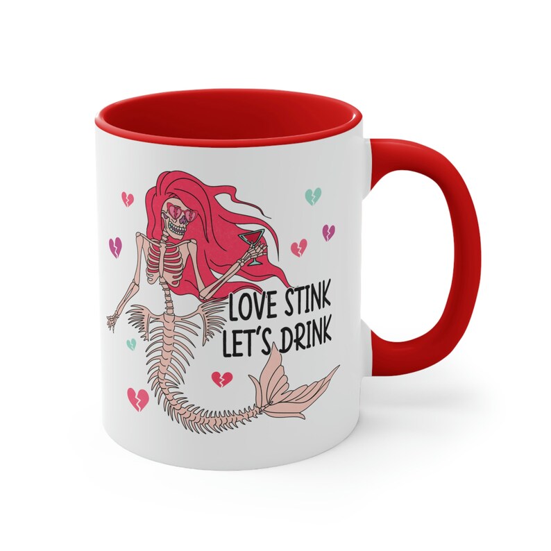 Anti Valentines Day, Love Stink Mug, Lets Drink Valentines Day Mug, Funny Valentine Mug, Skeleton Valentine Coffee Mug, Mug for Valentines image 4