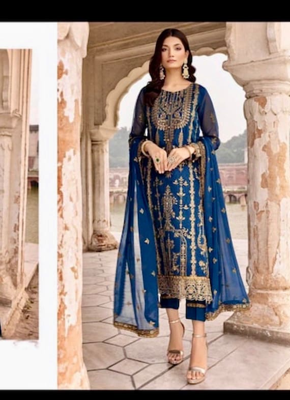 Pakistani Designer Outfits Salwar Kameez Dupatta Dress Ready to Wear Eid  Party Wear Heavy Embroidery Stone Work Beautiful Trouser Pant Suits 