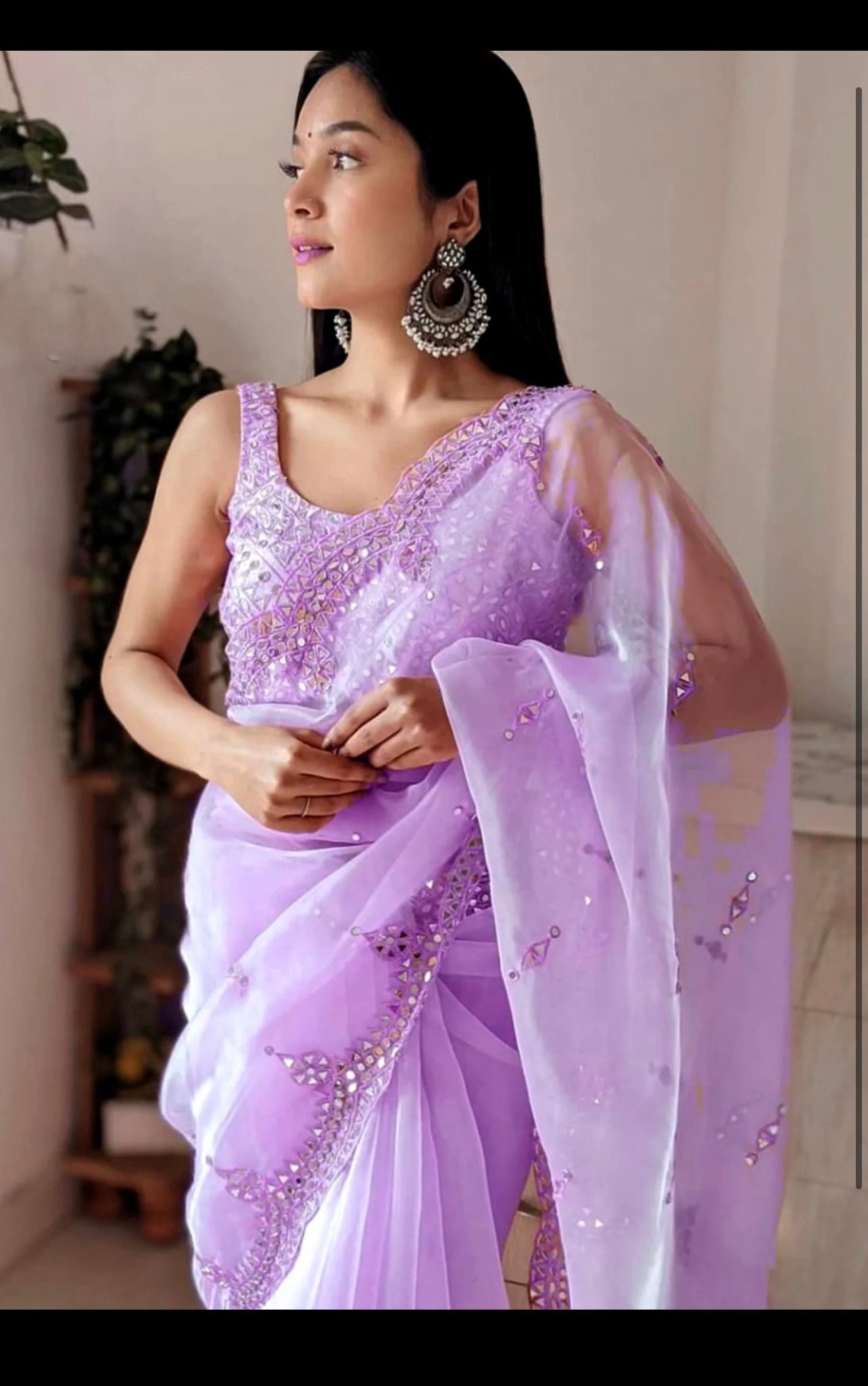 Lovender Colour Organza Saree Wedding Wear Saree Bollywood Etsy