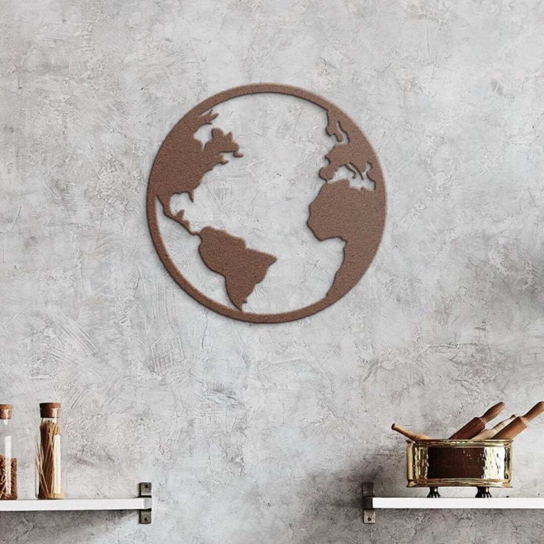Earth Globe Metal Wall Art World Globe Metal Home Decor / Etsy