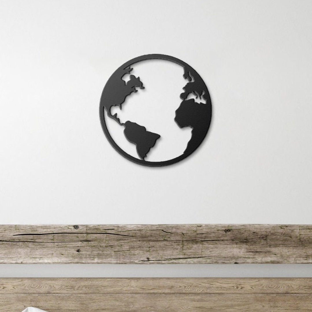 Earth Globe Metal Wall Art, World Globe Metal Home Decor / World Wall