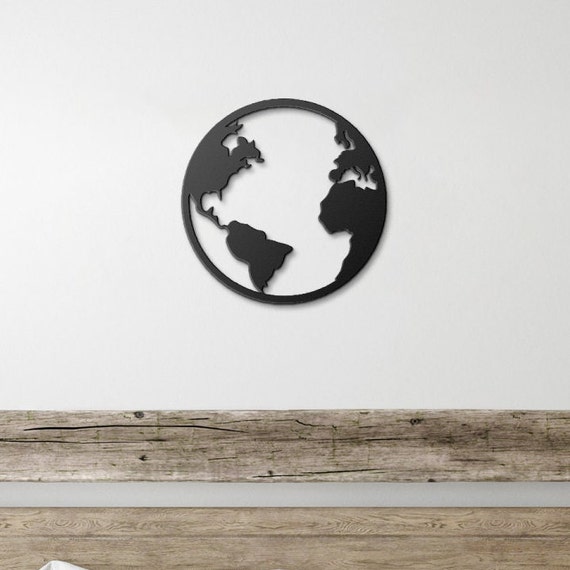 Earth Globe Metal Wall Art World Globe Metal Home Decor / Etsy