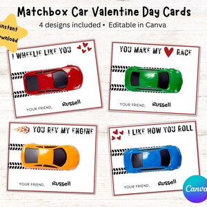 Valentijnskaarten voor raceauto's | Auto Valentijn Tags | Afdrukbare klas Valentijnsdag | Jongen Valentijnsdag | Valentijn in de kleuterklas