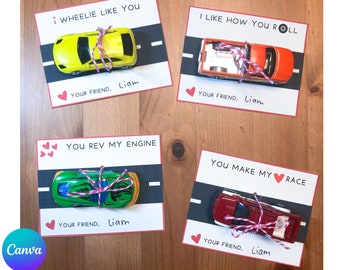 Printable Car Classroom Valentines | Boy Valentines | Race Car Valentine Day Card | School Valentine Exchange