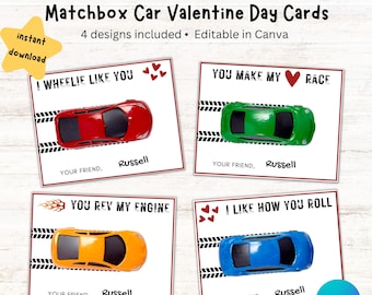 Race Car Valentine Cards | Car Valentine Tags | Printable Classroom Valentines | Boy Valentines | Preschool Valentine