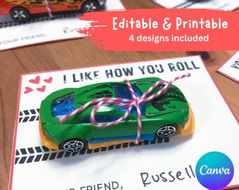 Afdrukbaar klaslokaal Valentijnskaarten | Valentijnskaarten voor jongens | Valentijnskaarten auto met luciferdoosje | Hot Wheels Valentijnskaarten | Kleuter Valentijn