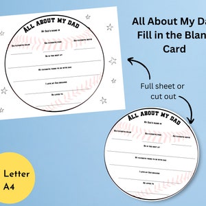 Father&#39;s Day All About My Dad Questionnaire | First Father&#39;s Day Activity | Dad Interview Keepsake | Fill in the Blank Father&#39;s Day Card