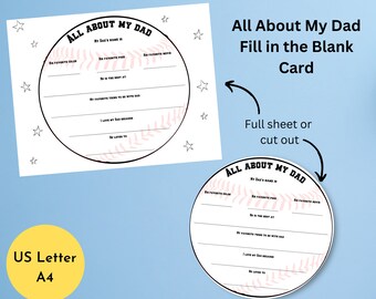 Father's Day All About My Dad Questionnaire | First Father's Day Activity | Dad Interview Keepsake | Fill in the Blank Father's Day Card