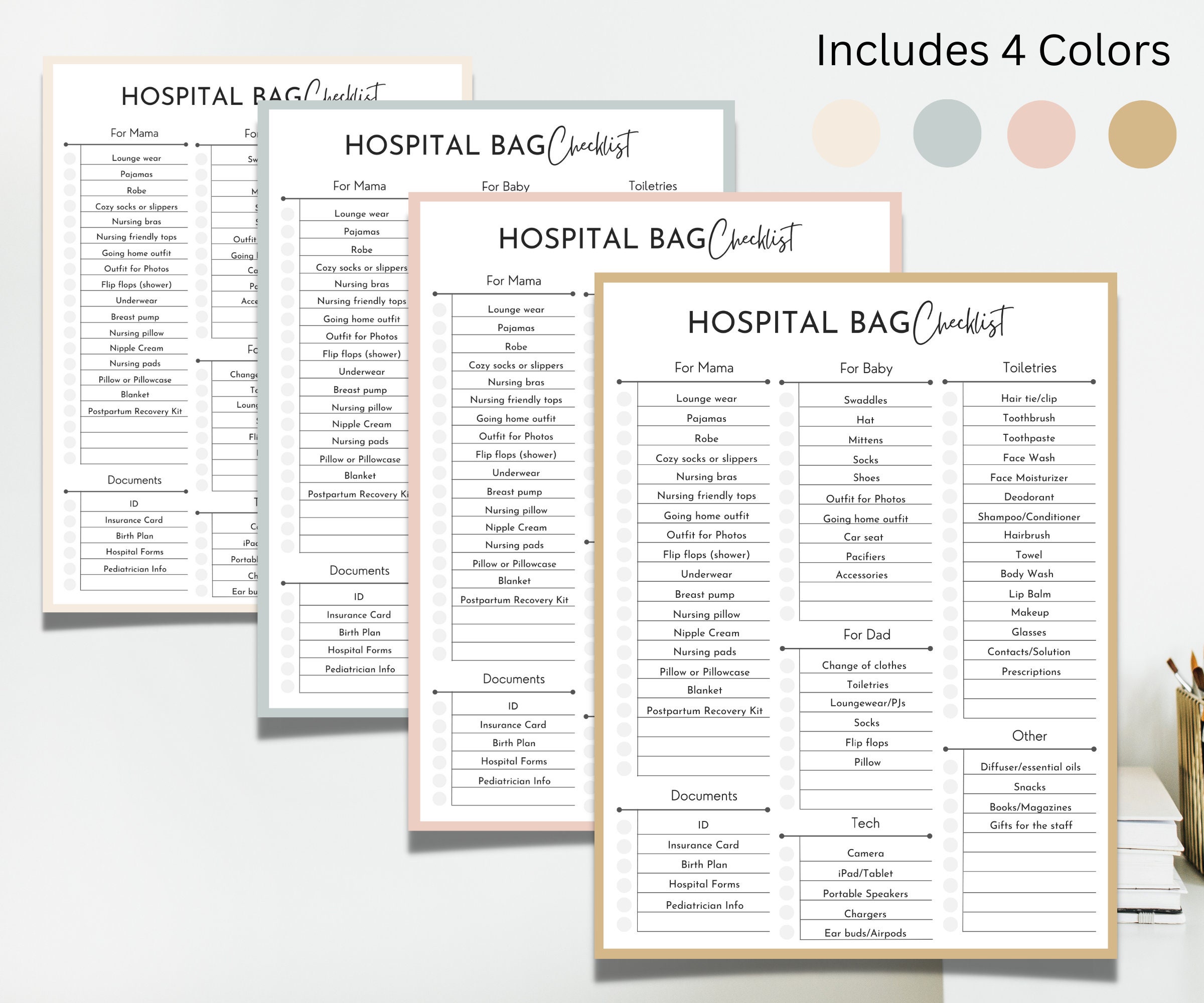 Printable Hospital Bag Mom Checklist Maternity Newborn Baby Checklist ...