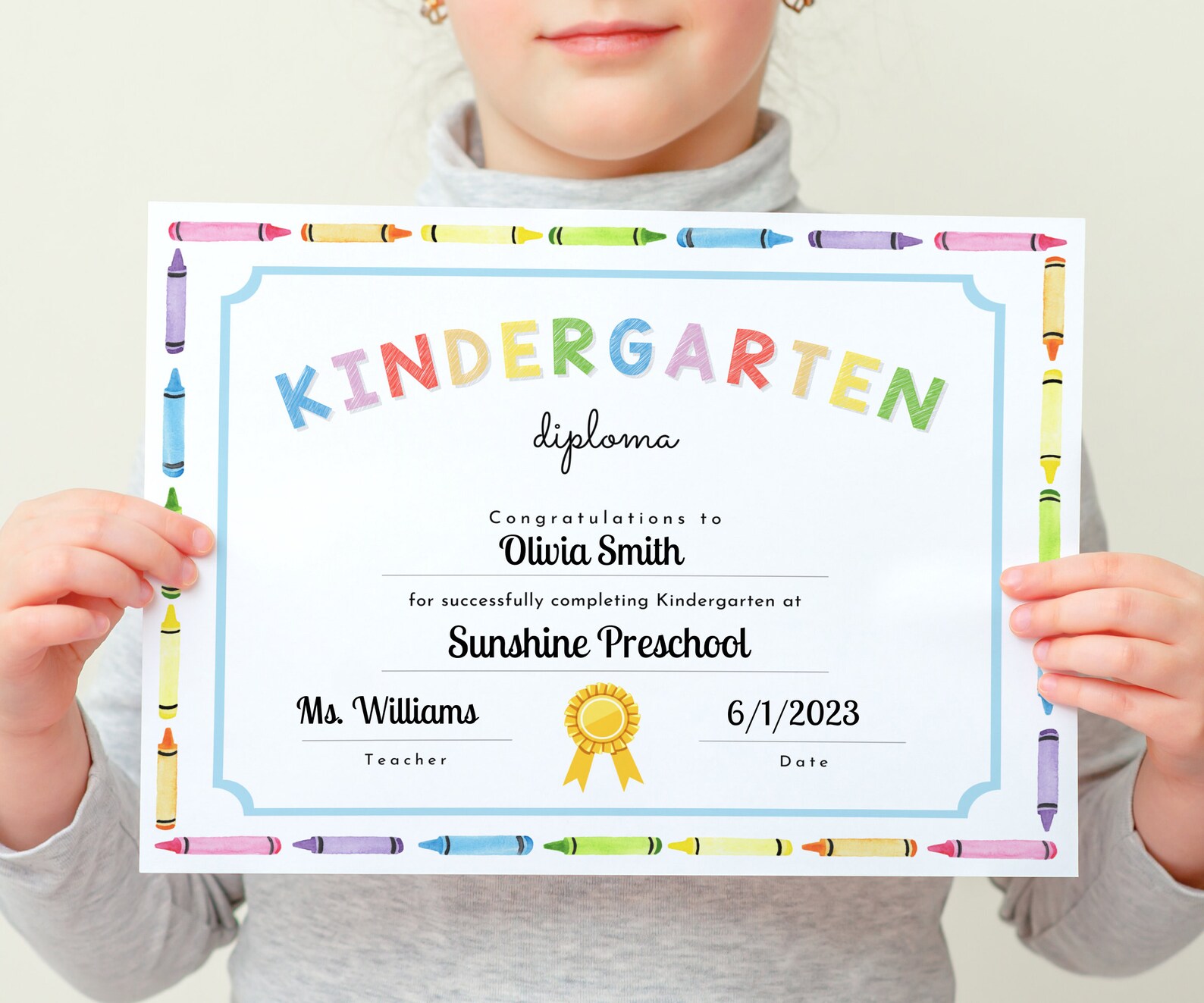 Printable Kindergarten Graduation Diploma | Kinder Certificate Editable ...