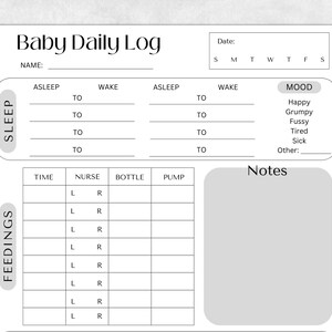 Printable Baby #39 s Daily Log Newborn Tracker Breastfeeding Tracker Printable Baby #39 s Daily Log Newborn Tracker Breastfeeding Tracker