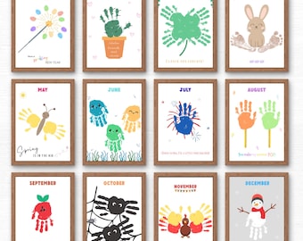 Handprint Monthly Memory Book | Handprint Art Keepsake | Toddler and Preschool Handprint Activity | Handprint Memory Book