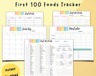 Baby's First 100 Foods Tracker | Baby Led Weaning Meal Planning | First 100 foods checklist | BLW Meal Planner