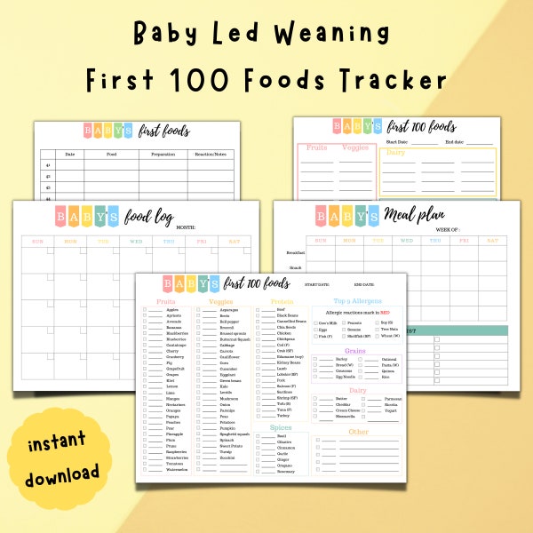 100 First Foods Checklist Printable - Etsy