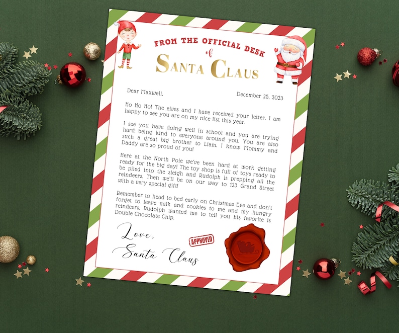 Editable Official Letter From Santa Claus | Personalized Santa Letter ...