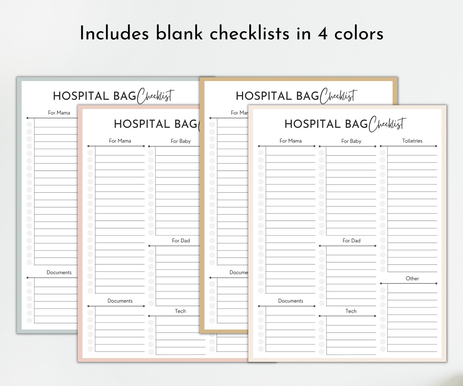Printable Hospital Bag Mom Checklist Maternity Newborn Baby - Etsy
