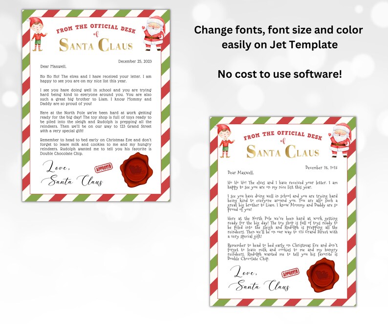 Editable Official Letter From Santa Claus | Personalized Santa Letter ...
